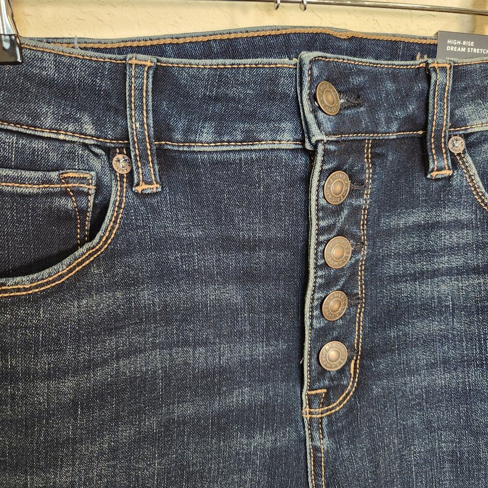 American Eagle Stretch Denim Blue Skinny Kick Bootcut Flare Jeans Size 8 Short - Picture 2 of 8